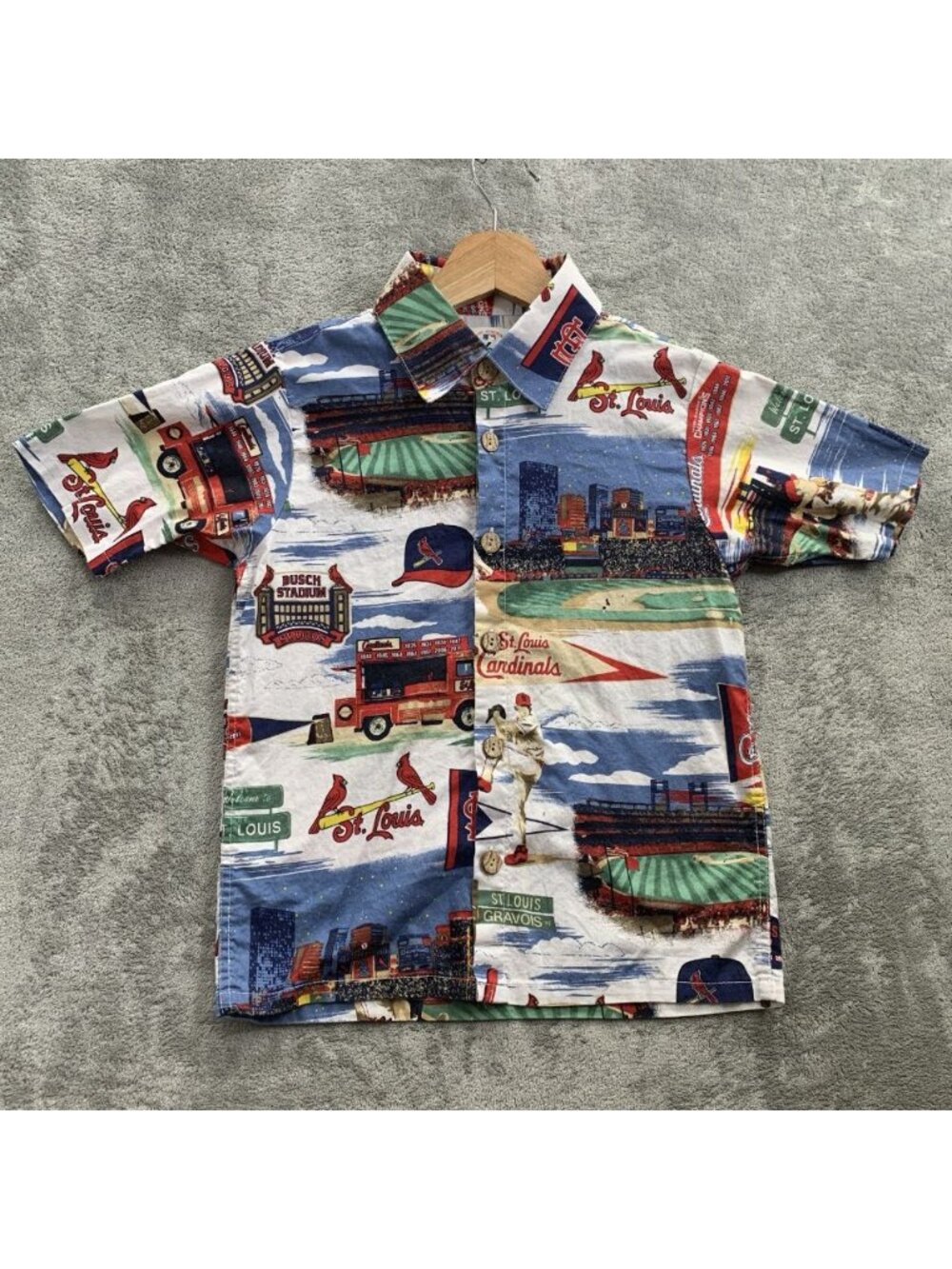 Vintage Reyn Spooner Shirt Youth Boys S St. Louis Cardinals Hawaiian MLB Aloha